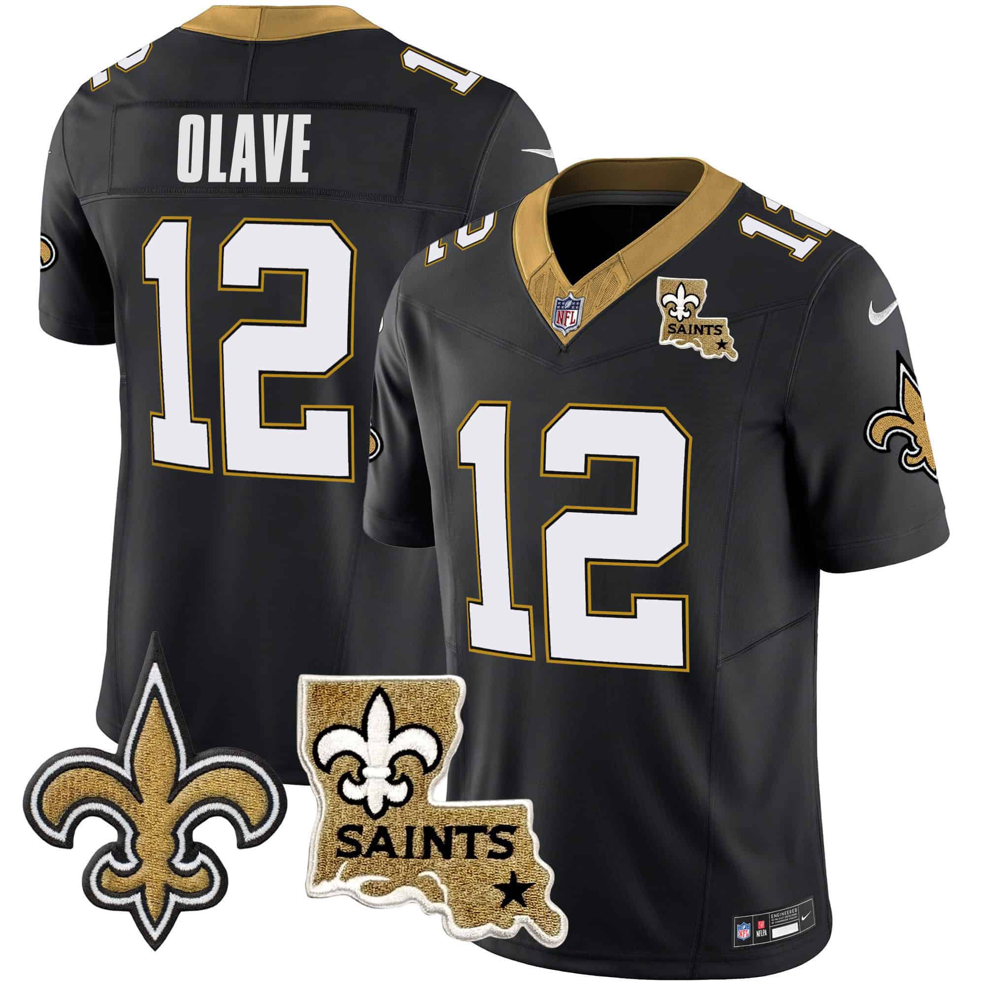 Men New Orleans Saints 12 Olave Black 2024 Nike Vapor Limited NFL Jersey style 1